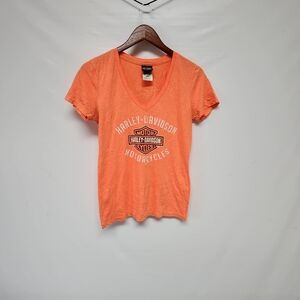Womens Harley-Davidson Short Sleeve‎ Tee M V-Neck Bright